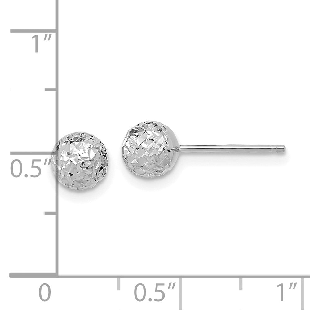 10K White Gold Diamond-cut 6mm Ball Post Earrings