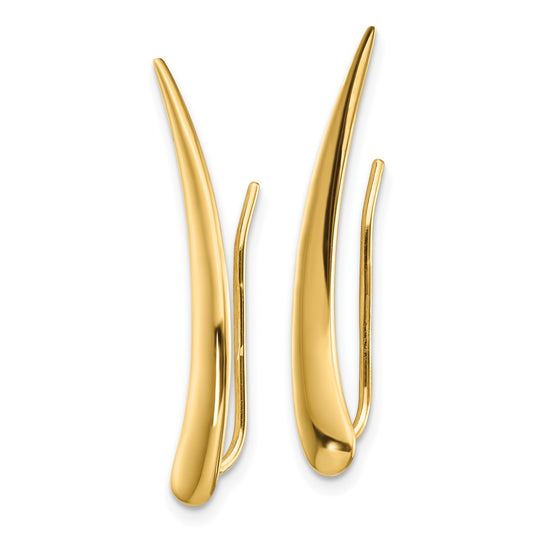 10K Yellow Gold Gold Polished Pointed Ear Climber Earrings