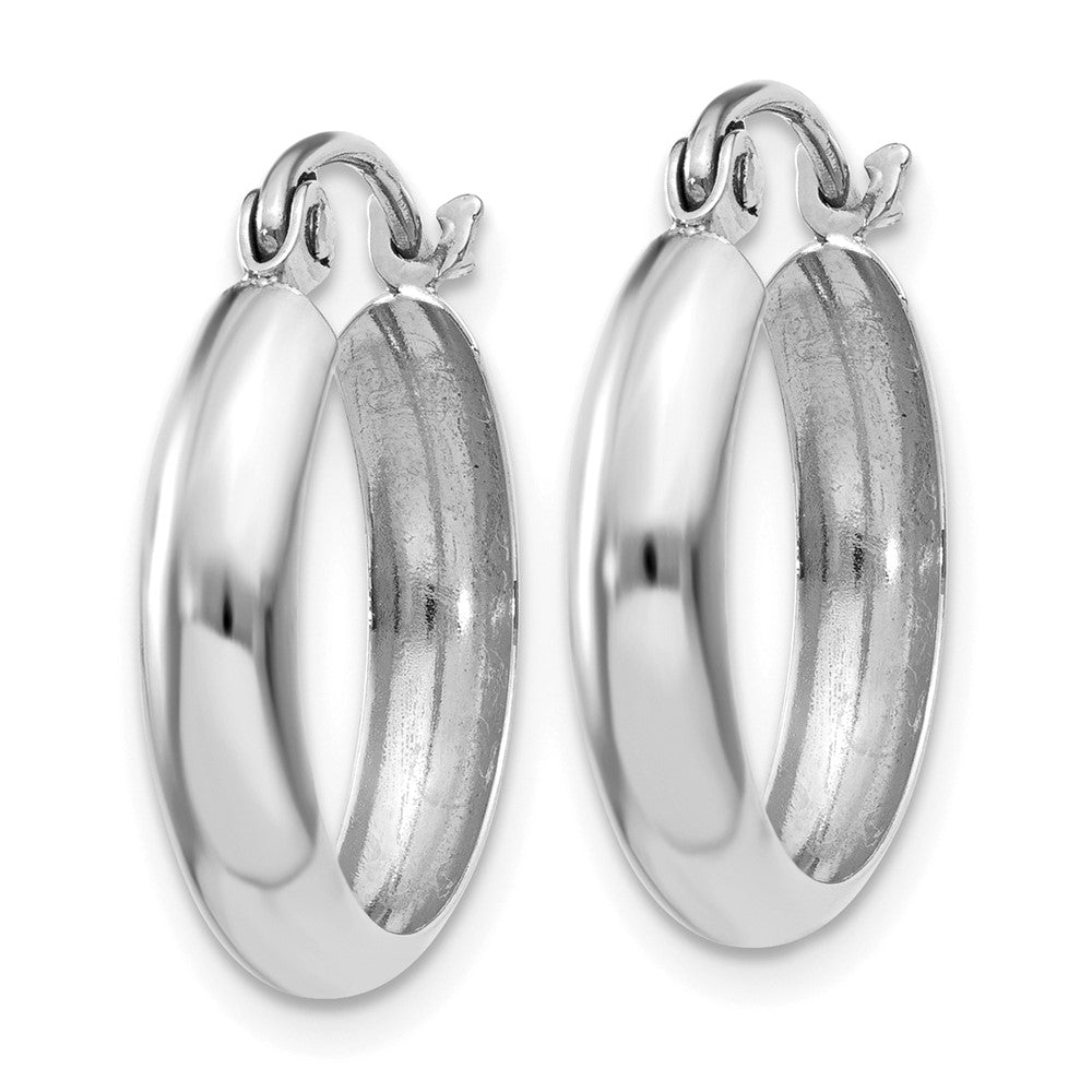 10K White Gold Polished 3.5mm Hoop Earrings