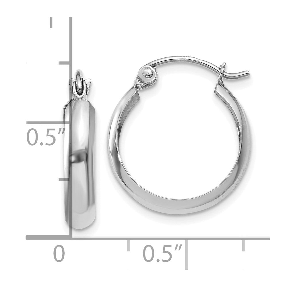 10K White Gold Polished 3.5mm Hoop Earrings