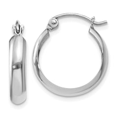 10K White Gold Polished 3.5mm Hoop Earrings