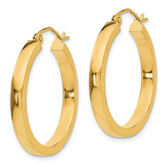 10K Yellow Gold 2x3mm Square Tube Hoops