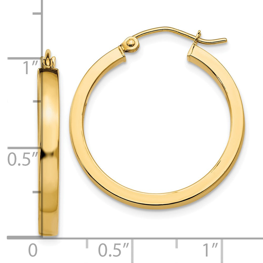 10K Yellow Gold 2x3mm Square Tube Hoops