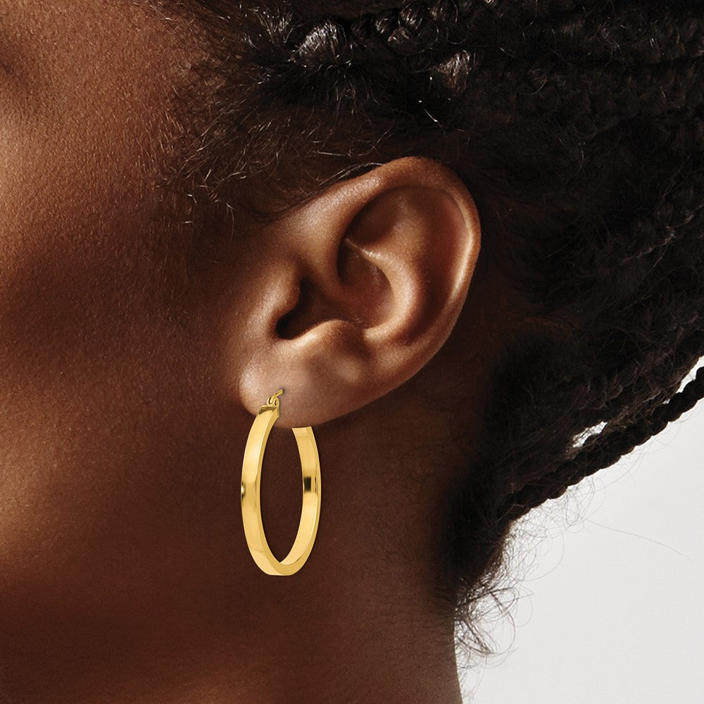 10K Yellow Gold 2x3mm Square Tube Hoops