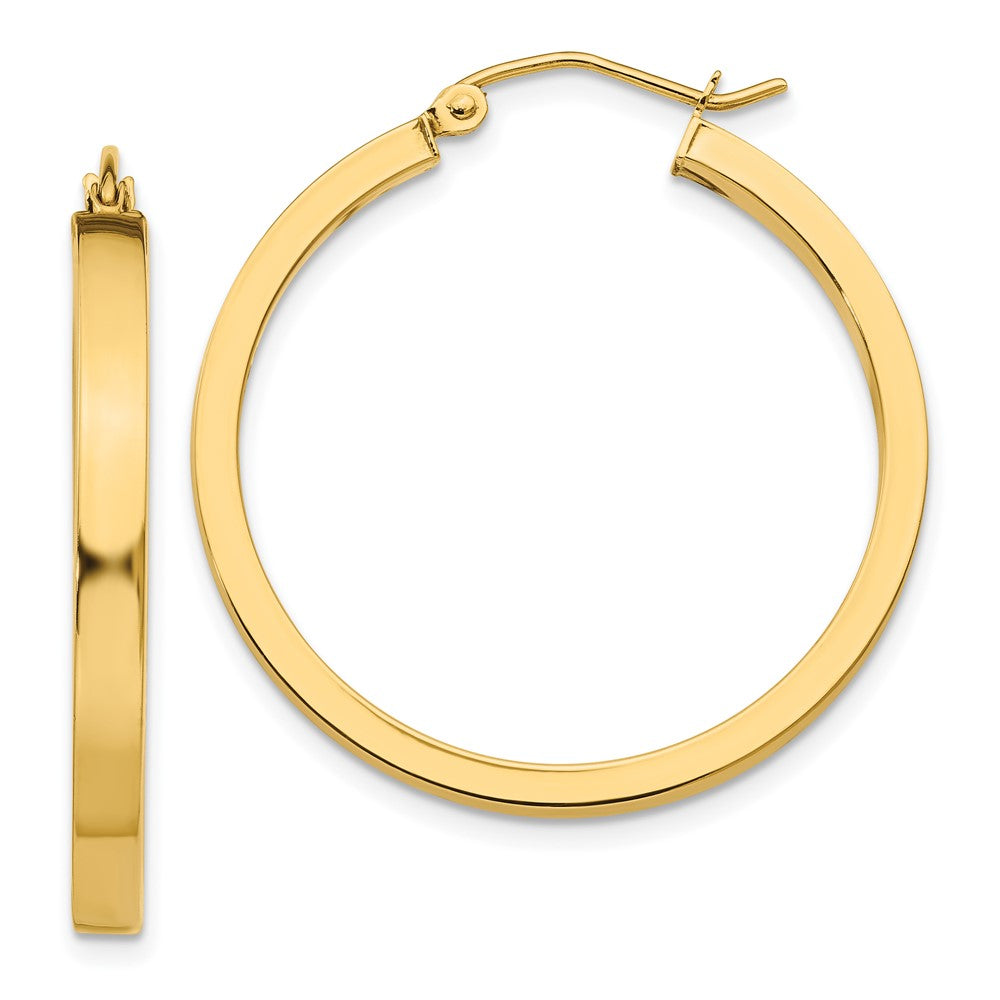 10K Yellow Gold 2x3mm Square Tube Hoops