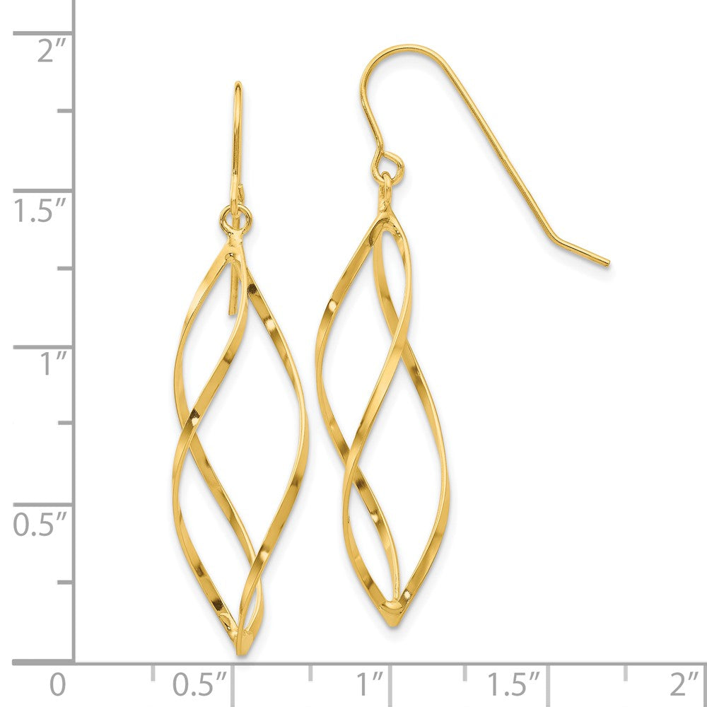 10K Yellow Gold Twisted Dangle Earrings
