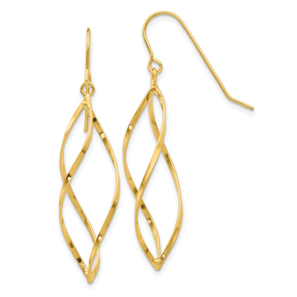 10K Yellow Gold Twisted Dangle Earrings