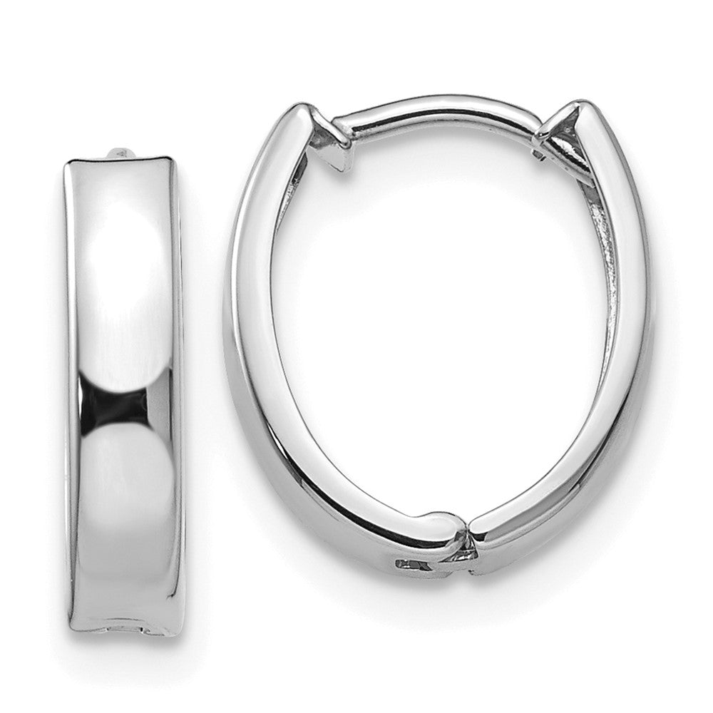 10K White Gold Polished Hinged Hoop Earrings