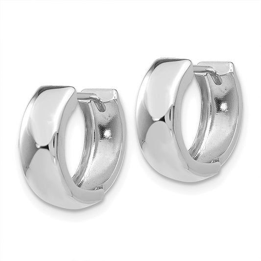 10K White Gold Polished Hinged Hoop Earrings