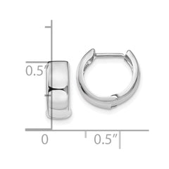 10K White Gold Polished Hinged Hoop Earrings