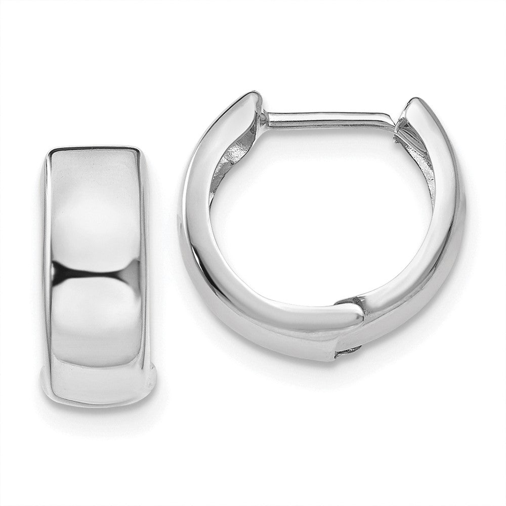 10K White Gold Polished Hinged Hoop Earrings