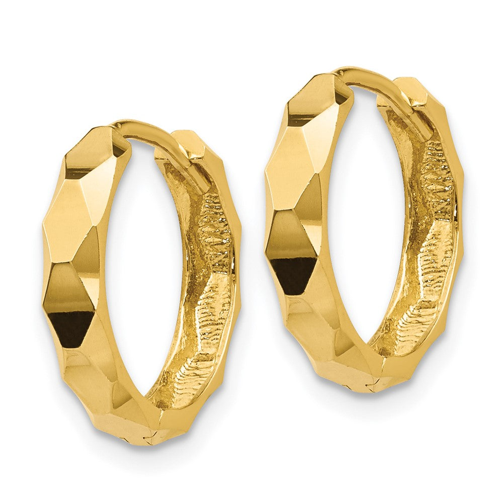 10K Yellow Gold Diamond-cut Hoop Earrings