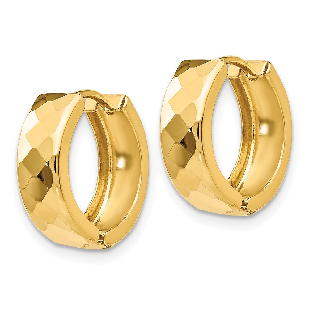 10K Yellow Gold Textured Hinged Hoop Earrings