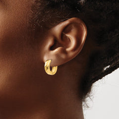 10K Yellow Gold Textured Hinged Hoop Earrings