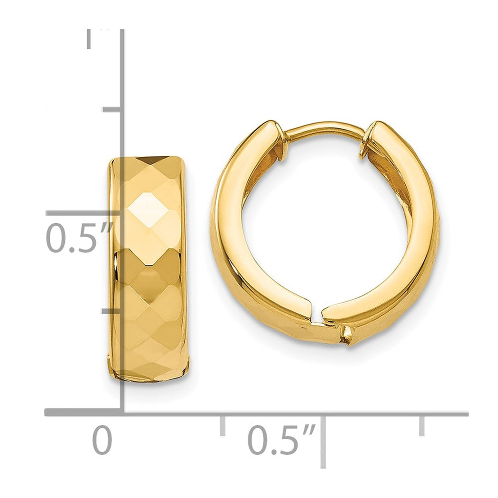 10K Yellow Gold Textured Hinged Hoop Earrings