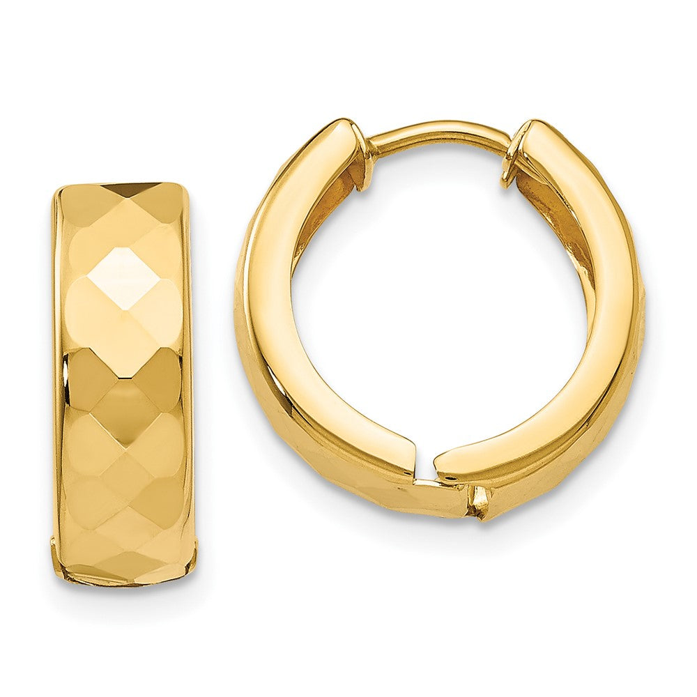 10K Yellow Gold Textured Hinged Hoop Earrings