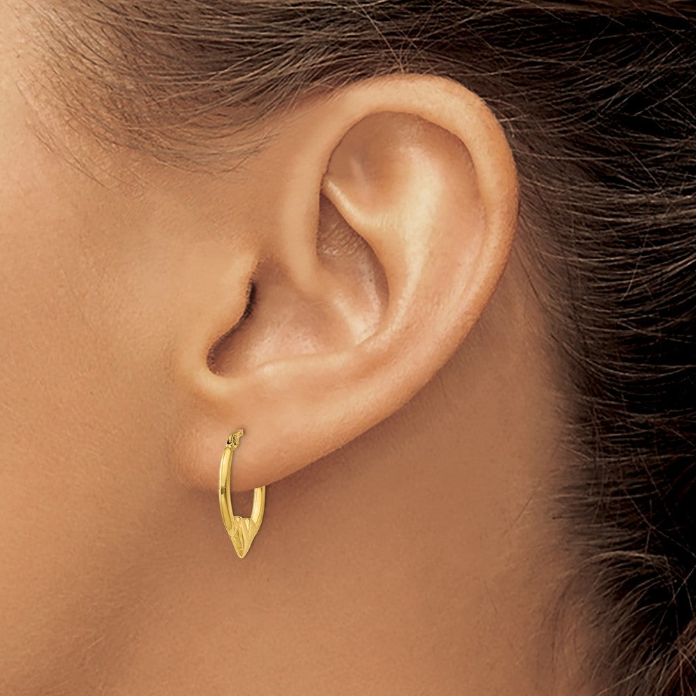 10K Yellow Gold Heart Hoop Earrings