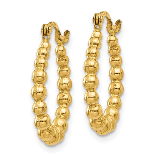 10K Yellow Gold Beaded Hoop Earrings