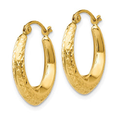 10K Yellow Gold Textured Hollow Hoop Earrings