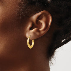 10K Yellow Gold Textured Hollow Hoop Earrings