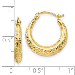 10K Yellow Gold Textured Hollow Hoop Earrings