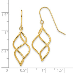 10K Yellow Gold Polished Short Twisted Dangle Earrings