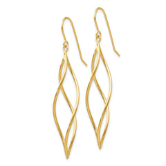 10K Yellow Gold Polished Long Twisted Dangle Earrings