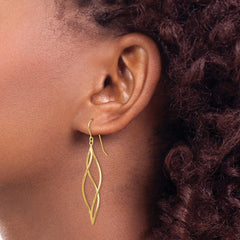 10K Yellow Gold Polished Long Twisted Dangle Earrings