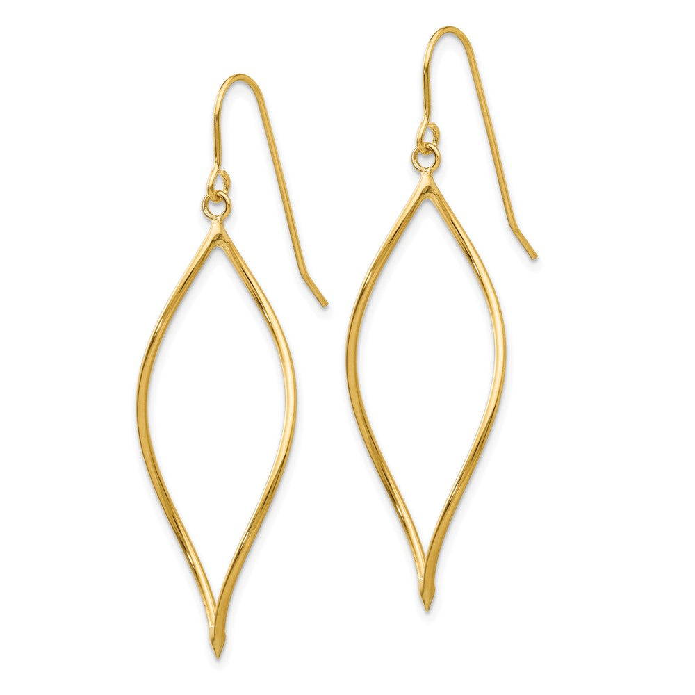 10K Yellow Gold Polished Twisted Oblong Dangle Earrings