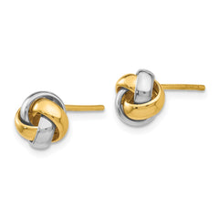 10K Two-Tone Gold Knot Post Earrings