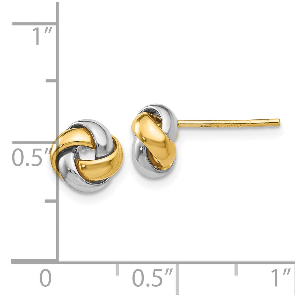 10K Two-Tone Gold Knot Post Earrings