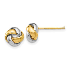 10K Two-Tone Gold Knot Post Earrings