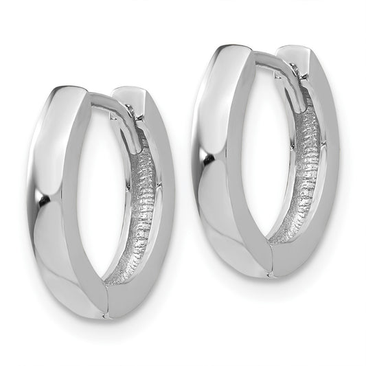 10K White Gold Round Hinged Hoop Earrings