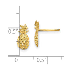 10K Yellow Gold Polished Textured Pineapple Post Earrings