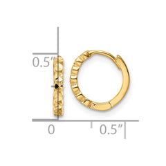 10K Yellow Gold Diamond-cut 2x12mm Hinged Hoop Earrings