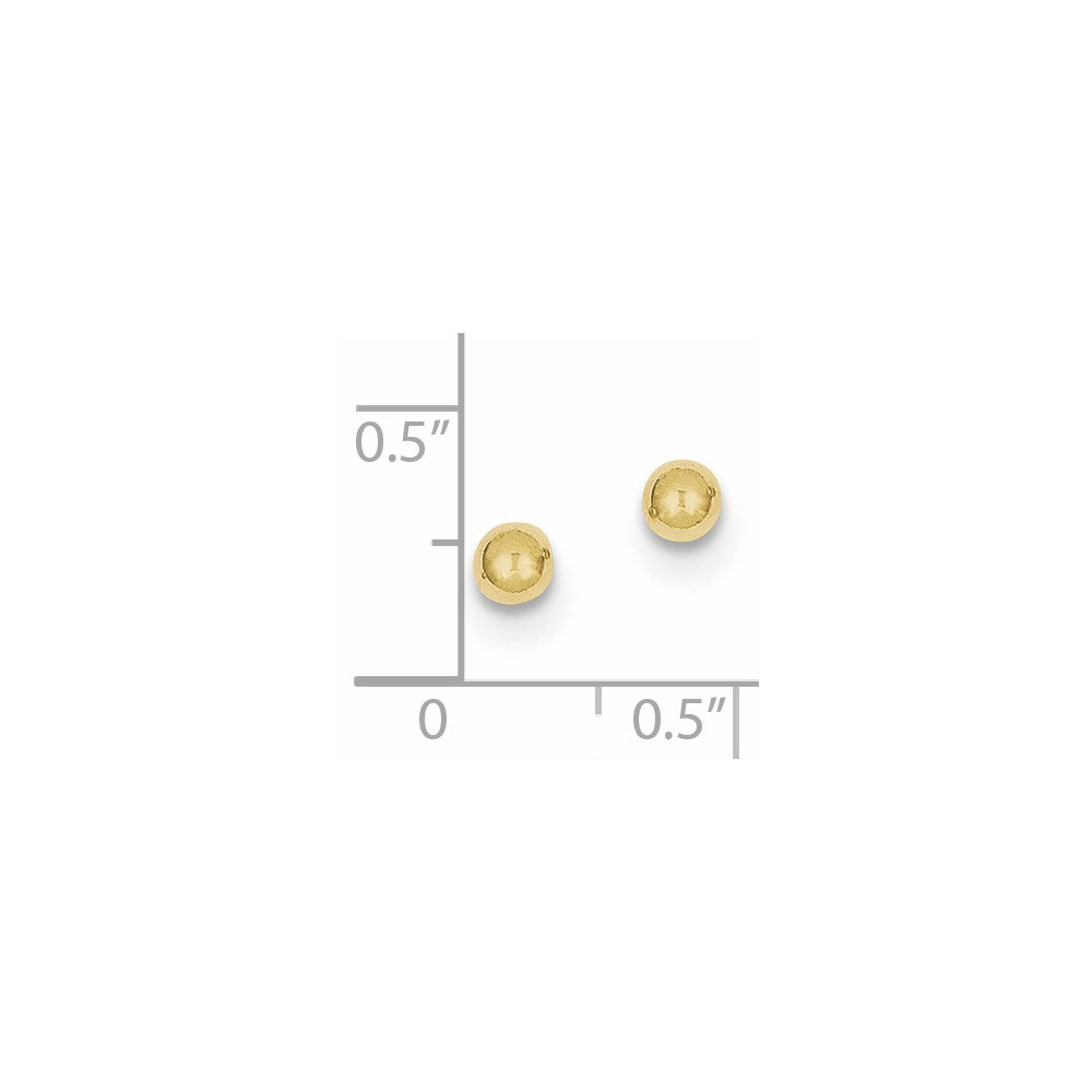 10K Yellow Gold Polished 4mm Ball Post Earrings