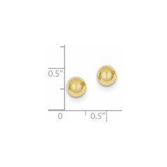 10K Yellow Gold Polished 6mm Ball Post Earrings