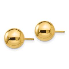 10K Yellow Gold Polished 8mm Ball Post Earrings