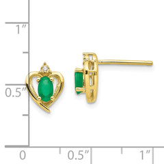 10K Yellow Gold Diamond and Emerald Earrings