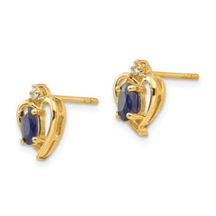 10K Yellow Gold Diamond and Sapphire Earrings