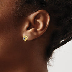 10K Yellow Gold Diamond and Sapphire Earrings