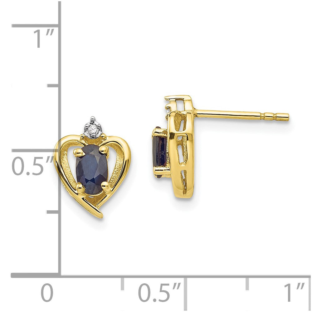 10K Yellow Gold Diamond and Sapphire Earrings