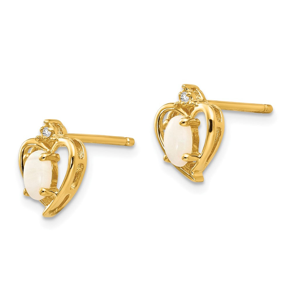 10K Yellow Gold Diamond and Opal Earrings