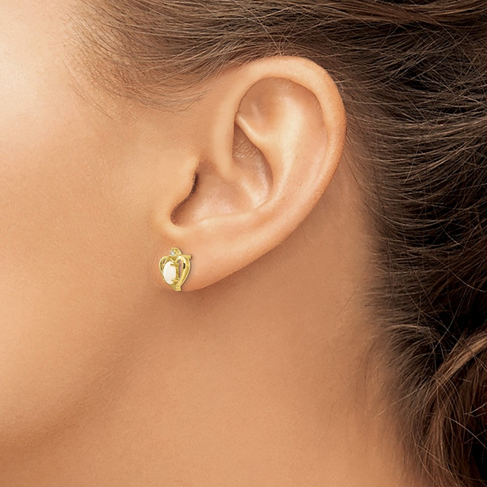 10K Yellow Gold Diamond and Opal Earrings