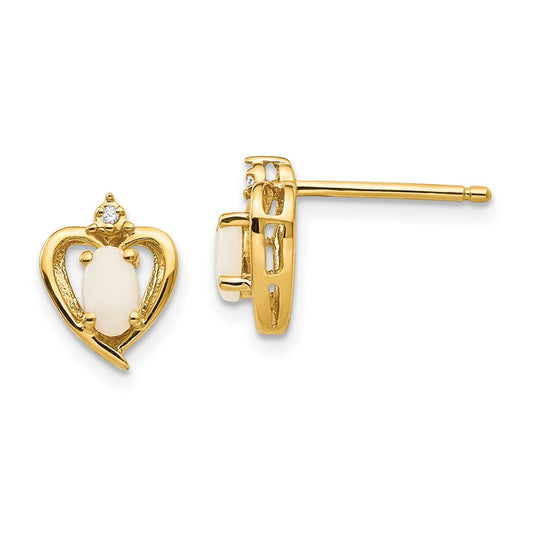 10K Yellow Gold Diamond and Opal Earrings