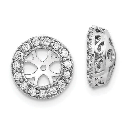 10K White Gold AA Diamond Earrings Jacket