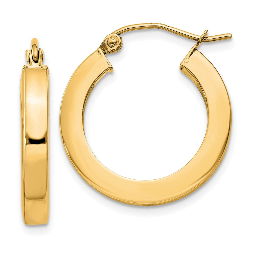 10K Yellow Gold 3mm Polished Square Hoop Earrings