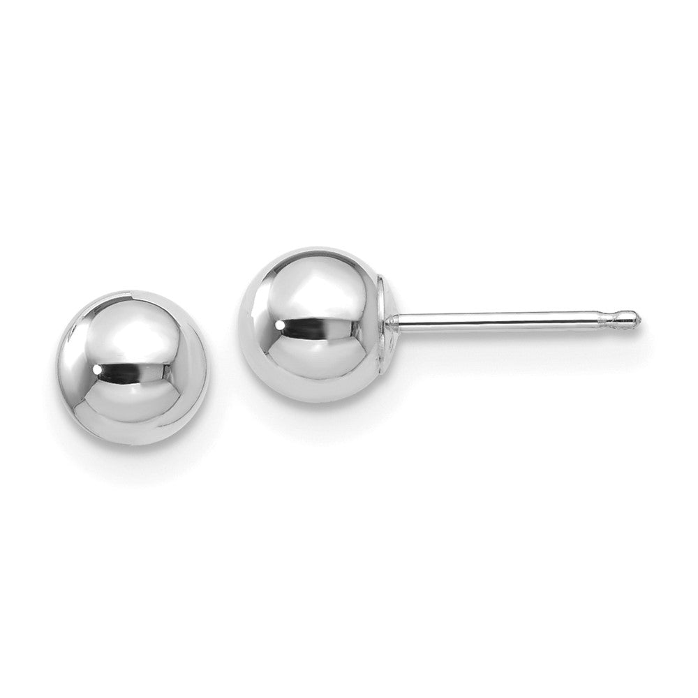 10K White Gold Polished 5mm Ball Post Earrings