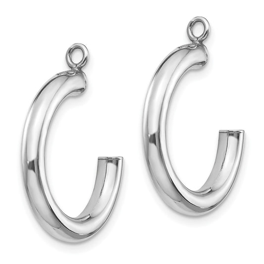 10K White Gold Polished Tube Hoop Earrings Jackets