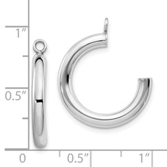 10K White Gold Polished Tube Hoop Earrings Jackets